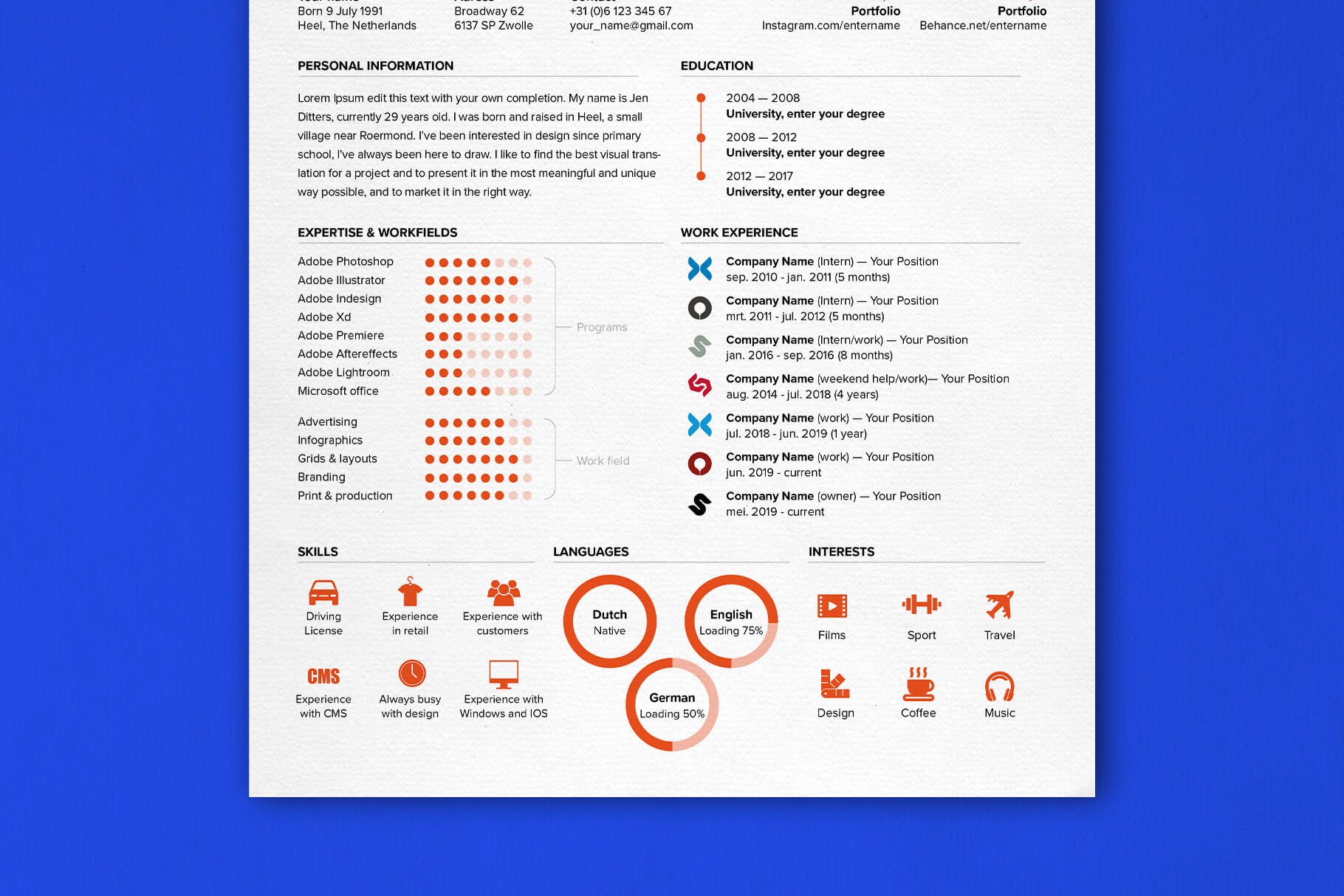 Resume A4 template by typefool